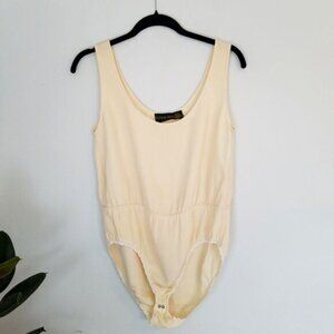 Donna Karen 90’s Vintage 100% Silk Tank Top Square Neck Cream Bodysuit P